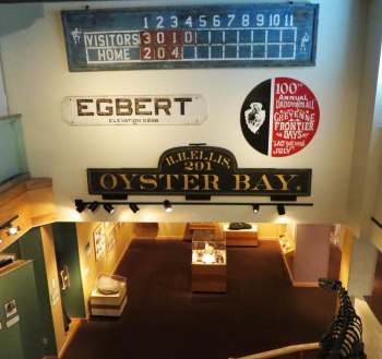 The original Oyster Bar Restaurant sign hangs in the Wyoming State Museum.