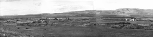 Panoramic view of the B.B. Brooks Ranch in Natrona County, 1906 (WSA J.E. Stimson Collection Neg 790)