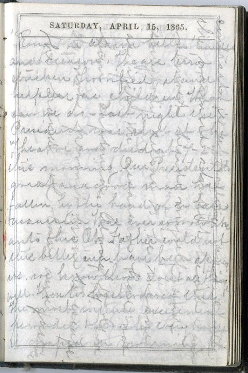 April 15, 1865 (WSA Isabella C. Wunderly diary, Campbell Collection, C-1049)