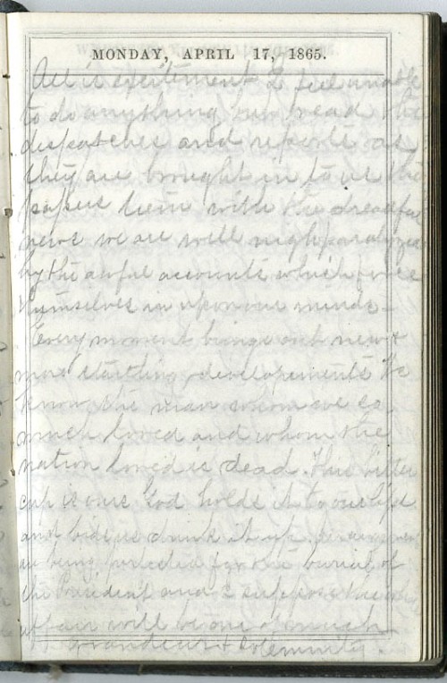 April 17, 1865 (WSA Isabella C. Wunderly diary, Campbell Collection, C-1049)