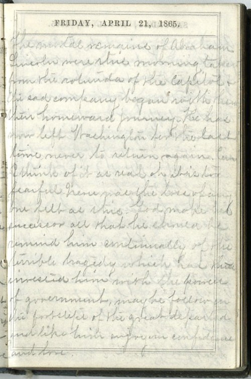 April 21, 1865 (WSA Isabella C. Wunderly diary, Campbell Collection, C-1049)