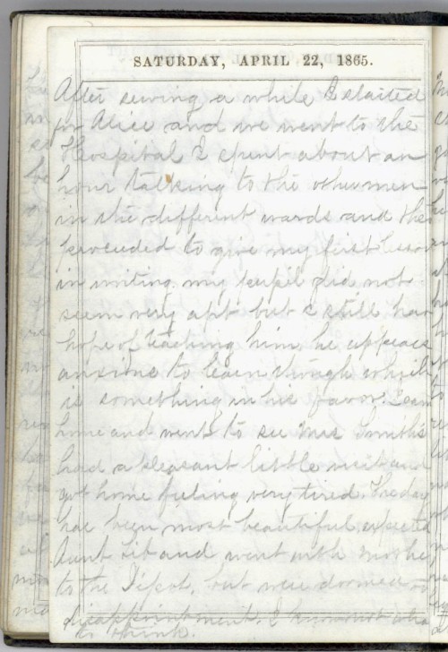 April 22, 1865 (WSA Isabella C. Wunderly diary, Campbell Collection, C-1049)